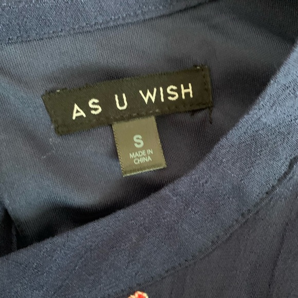 Buckle As U Wish Navy Blue Embroidered Boho Sleeveless Mini Dress Small Women’s - Picture 8 of 10